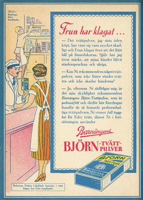 Reklam för Björn-tvättpulver från Barnängen.