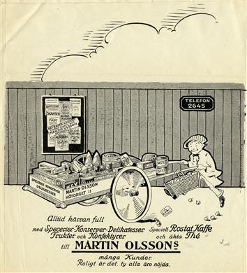 Reklamteckning för Martin Olsson vid Hötorget.