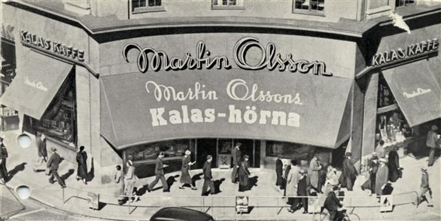 Exteriör av butiken. Martin Olssons Kalas-hörna.